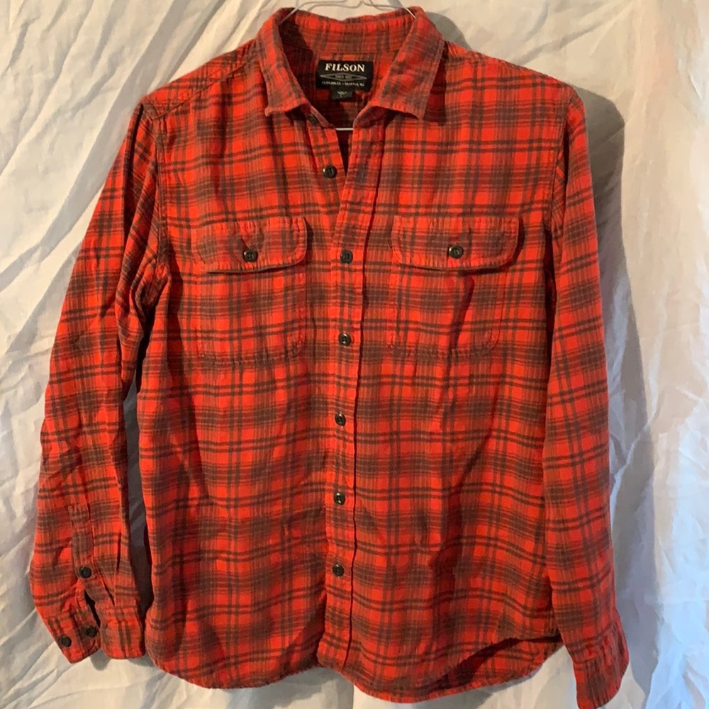 Filson Scout Shirt Long Sleeve Large Red Olive
